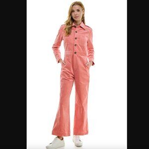 Saint Geraldine Marrs Pink Long Sleeve Velvet Corduroy Coveralls Jumpsuit S